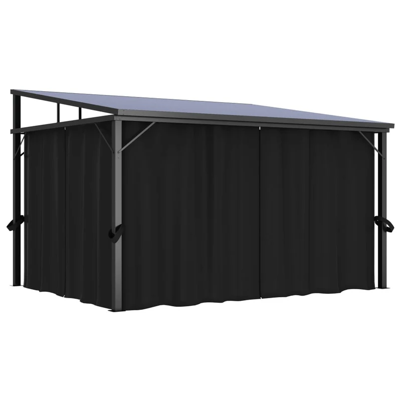 Prieel Met Gordijn 405X294X244 Cm Antraciet