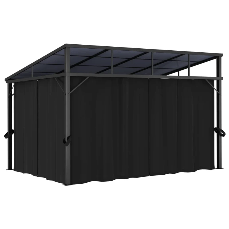 Prieel Met Gordijn 405X294X244 Cm Antraciet