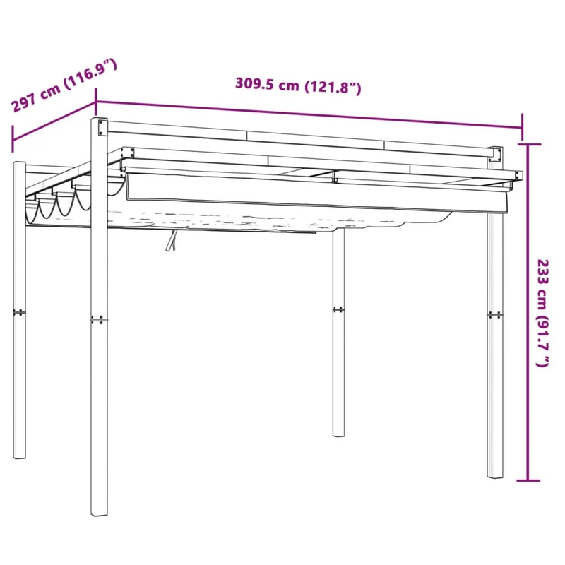Prieel Met Uittrekbaar Dak 3X3 M Aluminium Kleurig