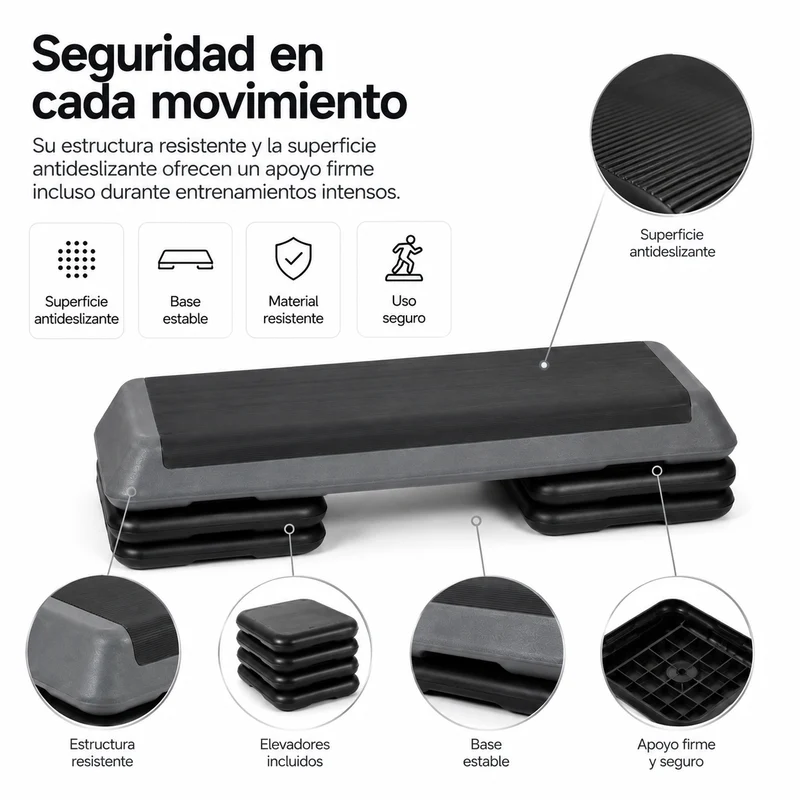 Banco Step Aeróbico Ajustable Antideslizante