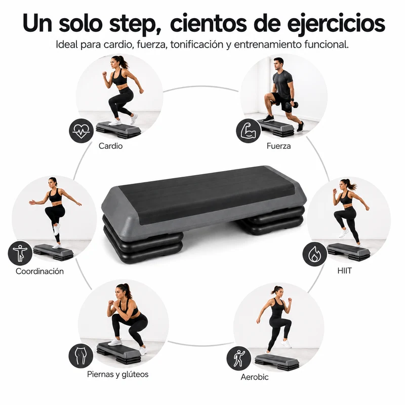 Banco Step Aeróbico Ajustable Antideslizante
