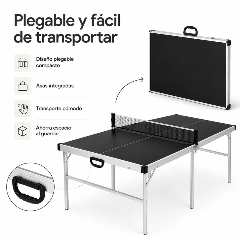 Mesa de Ping Pong Plegable con red 182x91 cm