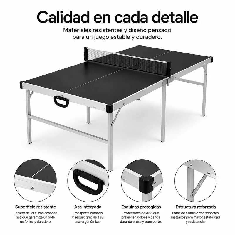 Mesa de Ping Pong Plegable con red 182x91 cm