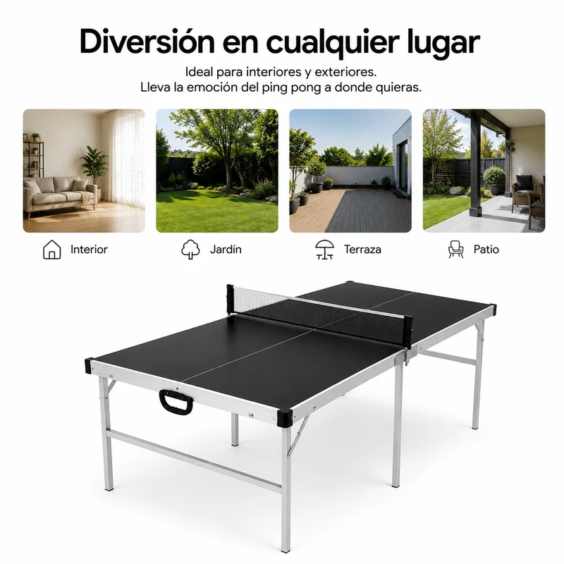 Mesa de Ping Pong Plegable con red 182x91 cm