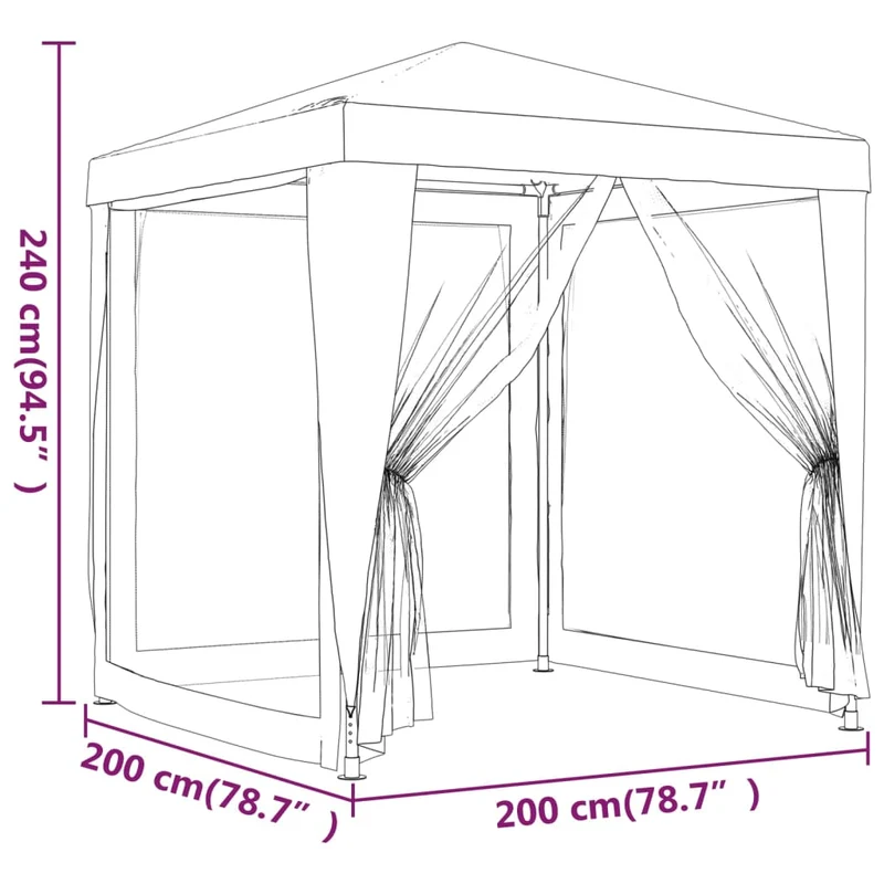 Partytent Met 4 Mesh Zijwanden