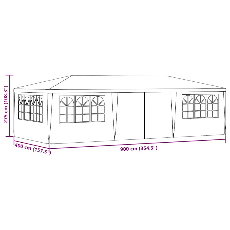 Partytent Met Zijwanden Professioneel 90 G/M² 4X9 M Wit