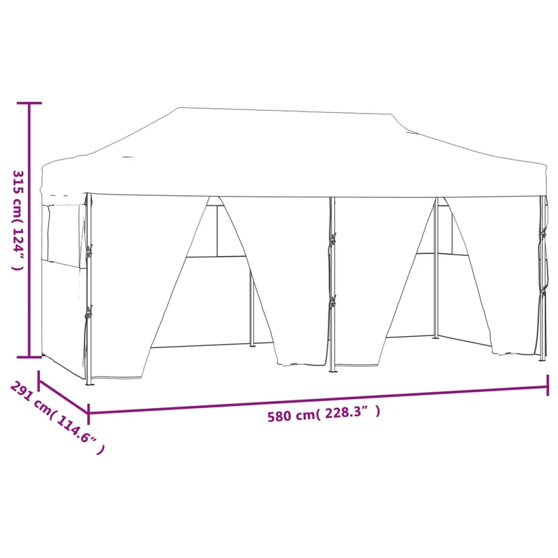 Partytent Met 4 Zijwanden Inklapbaar 3X6 M Staal