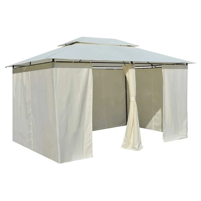 Tuinpaviljoen Met Gordijnen 4X3 M Wit