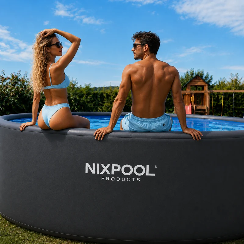 Piscina elevada sin obra hinchable rigida gris antracita