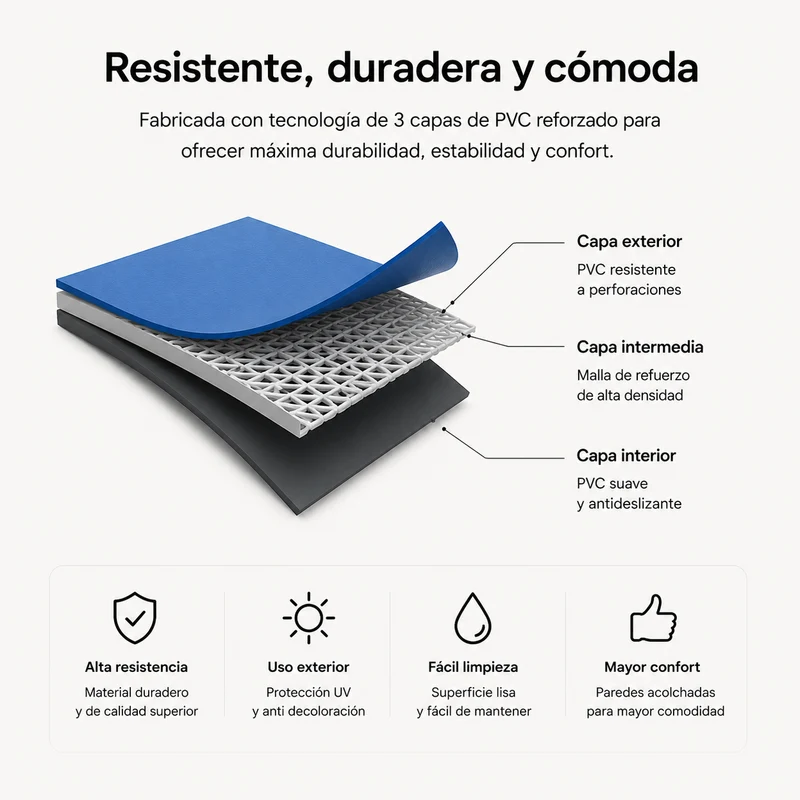 Piscina elevada sin obra hinchable rigida gris antracita