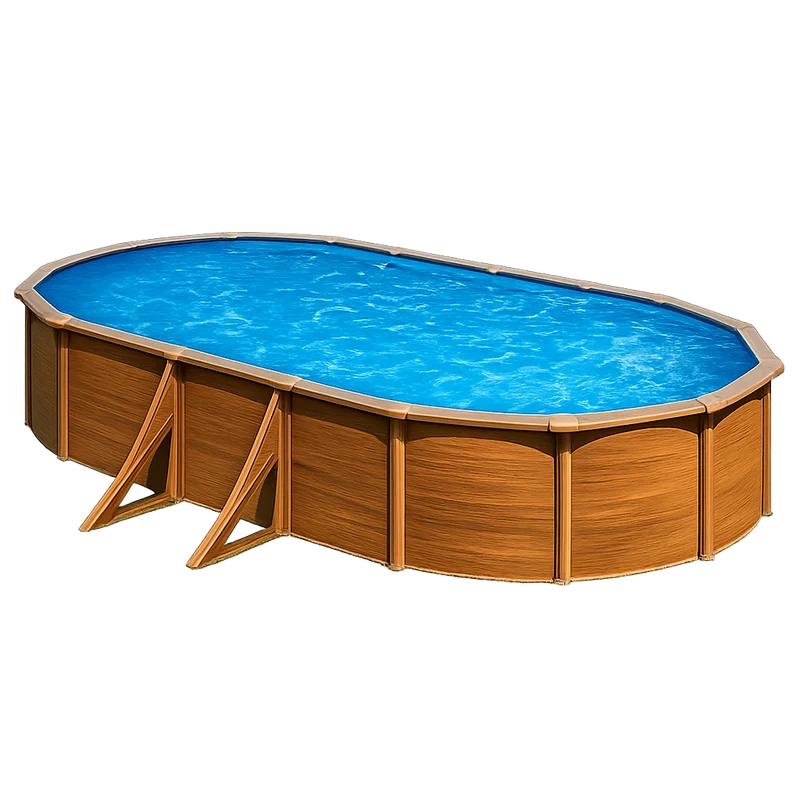 Piscina Elevada Gre Wet Ovalada Imitación Madera