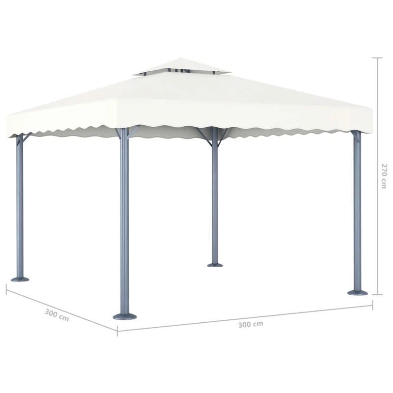 Prieel Met Led-Lichtslinger 300X300 Cm Aluminium Kleurig