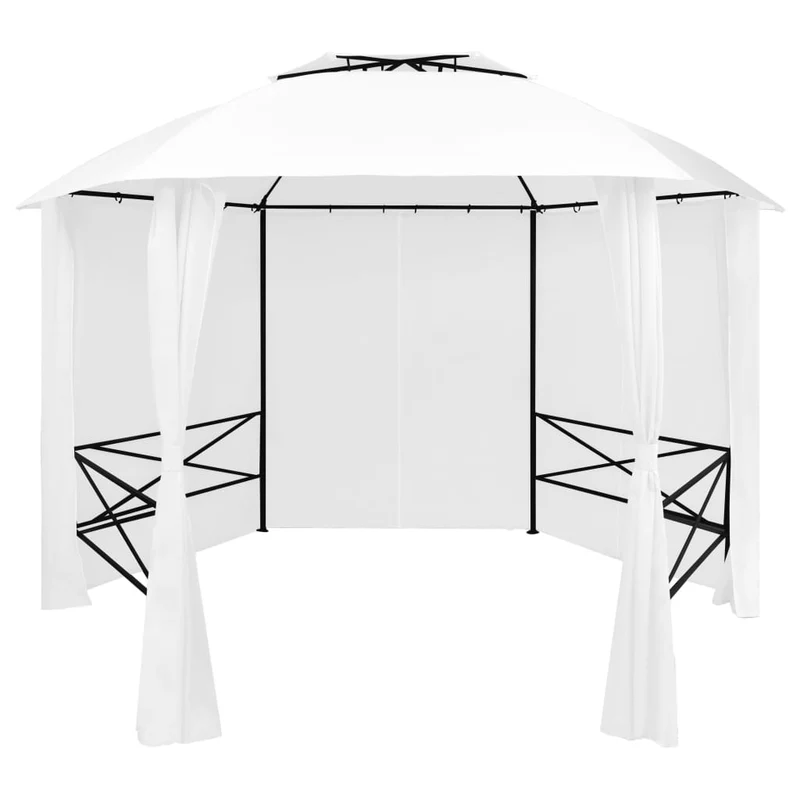 Tuinpaviljoen Met Gordijnen Hexagonaal 360X265 Cm