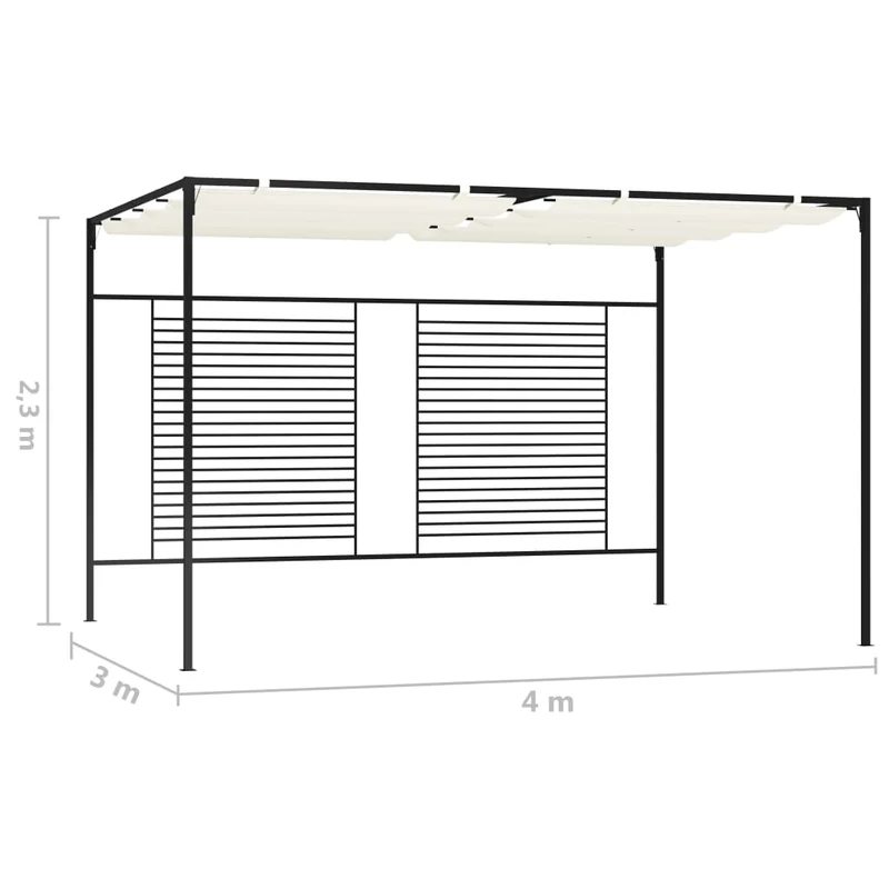 Prieel Met Uittrekbaar Dak 180 G/M² 3X4X2,3 M Kleurig