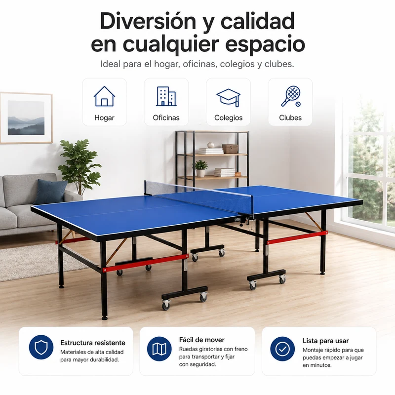 Mesa De Ping Pong Plegable Compacta Con Red Incluida