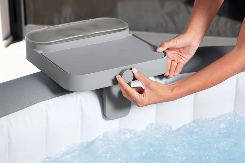 Bestway - Mesa de accesorios Lay-Z-Spa 4 en 1 gris con soporte para bebidas