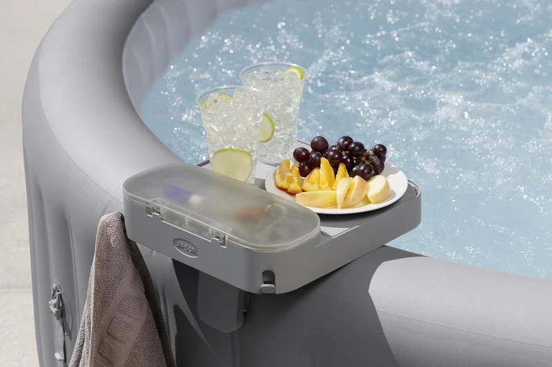 Bestway - Mesa de accesorios Lay-Z-Spa 4 en 1 gris con soporte para bebidas