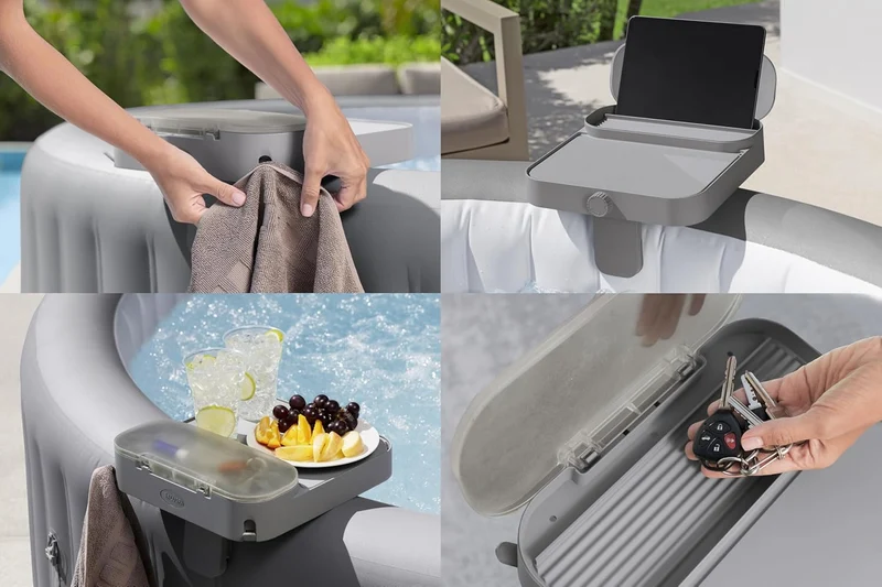 Bestway - Mesa de accesorios Lay-Z-Spa 4 en 1 gris con soporte para bebidas