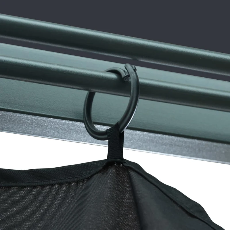 Prieel Met Gordijn Led-Lichtslinger 3X3 M Aluminium