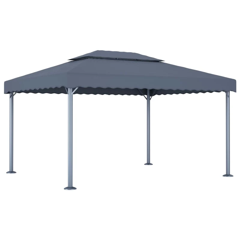 Prieel Met Led-Lichtslinger 400X300 Cm Aluminium Kleur