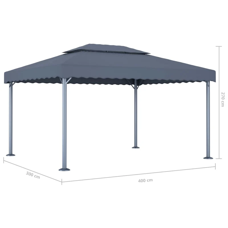 Prieel Met Led-Lichtslinger 400X300 Cm Aluminium Kleur