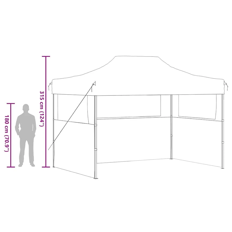 Partytent Met 3 Zijwanden Inklapbaar 280X410X315 Cm Staal
