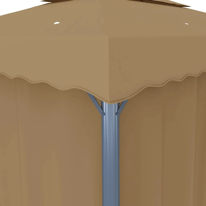 Prieel Met Gordijn 3X3 M Aluminium Taupe