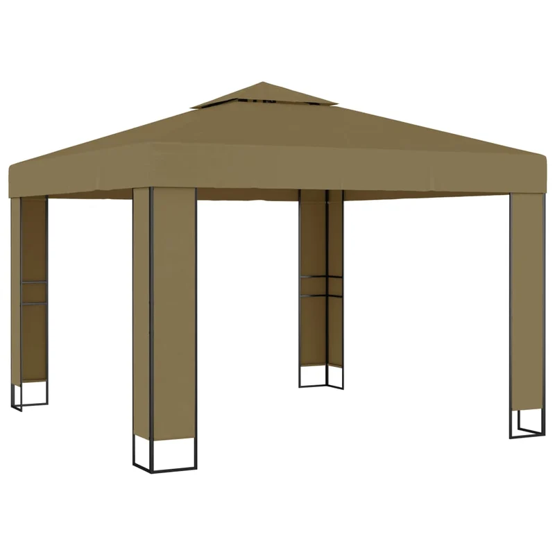 Prieel Met Dubbel Dak En Led-Lichtslinger 3X3X2,7 M