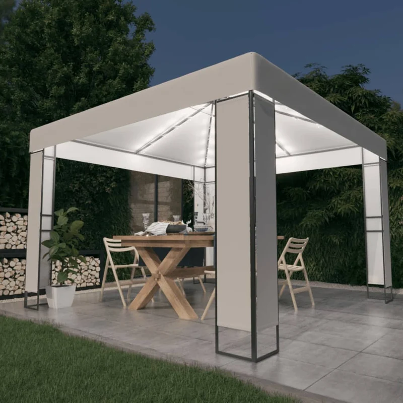 Prieel Met Dubbel Dak En Led-Lichtslinger 3X3X2,7 M