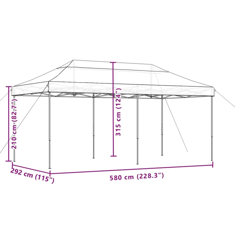 Partytent Bordeaux Met Zwarte Frame Oxford Stof