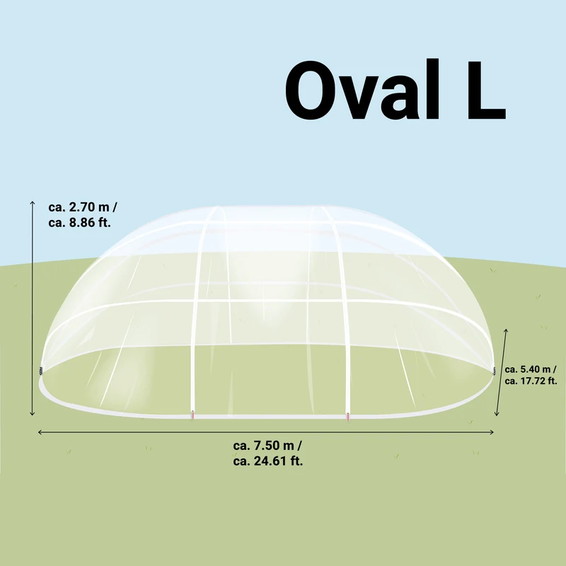 SunnyTent Oval Pool Dome Cover (Size L – 24.6×17.7 ft.)