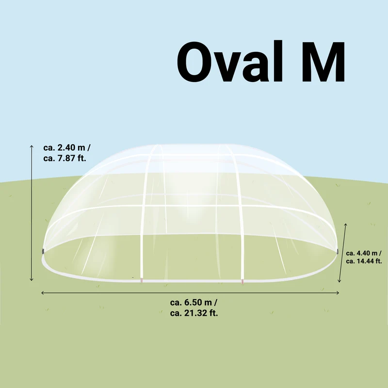 SunnyTent Oval Pool Dome Cover (Size M – 21.3×14.4 ft.)