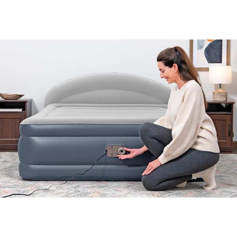 Bestway - Tritech Colchón hinchable con respaldo LoungeLux y bomba eléctrica integrada