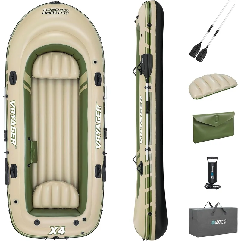 Bestway – Barca hinchable Hydro-Force Voyager X4 Raft Set (350 × 145 cm)