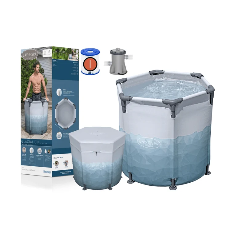 Bestway - Baño de hielo hinchable Glacial Dip 90 cm x 80 cm con filtro y cubierta