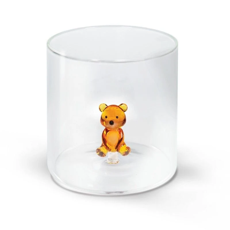 Bicchiere in Vetro Borosilicato con Statuina Orsetto 250ml Trasparente Wd Lifestyle