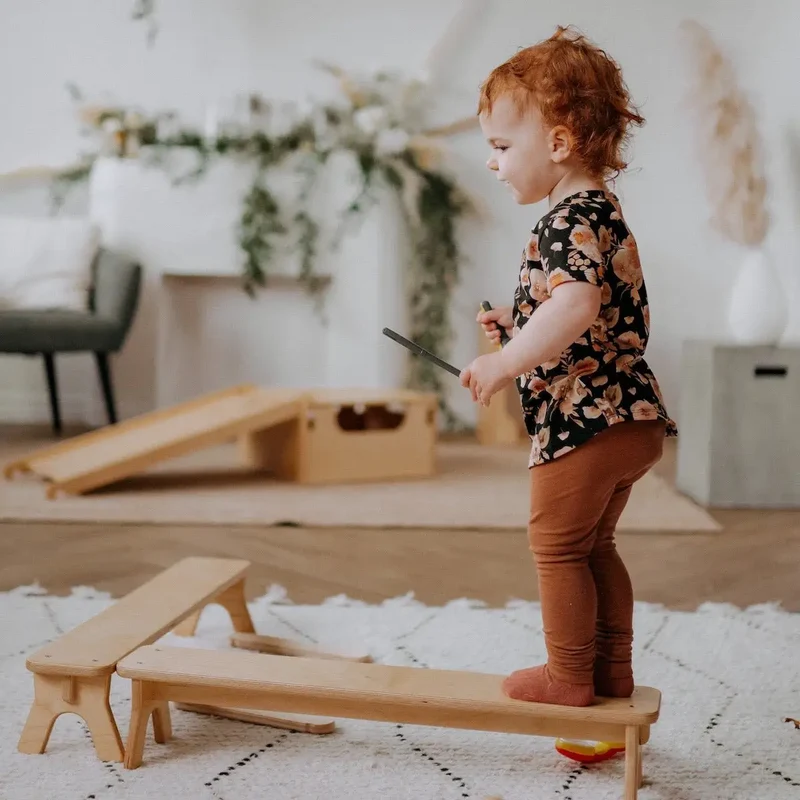 PlayBeam Poutre d'Équilibre en Bois pour Enfants - Jeu Montessori - All Circles