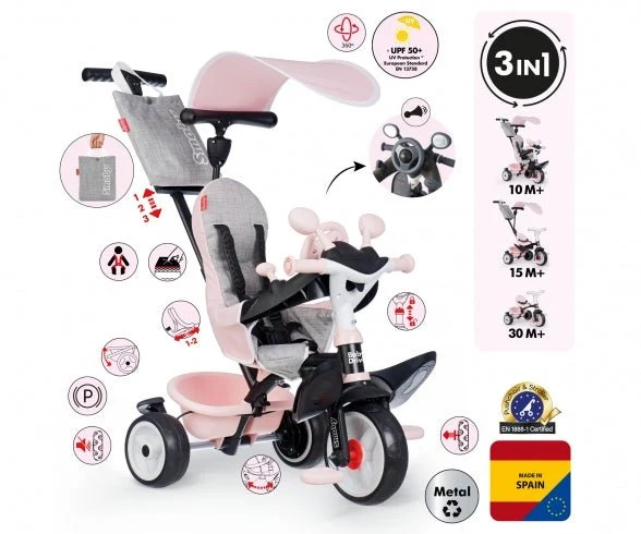 Baby Driver Roze Driewieler – 3-in-1 Evoluerende Driewieler