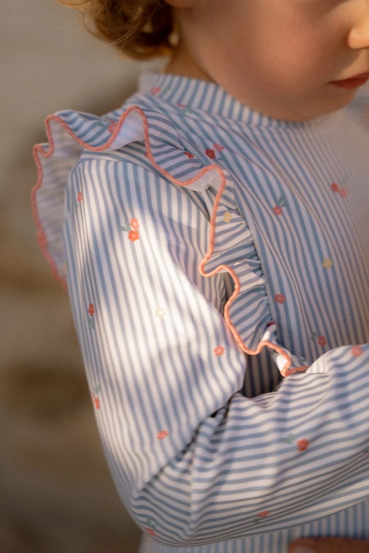 Little Dutch Langarm-Schwimmshirt Sunny Flowers Blue