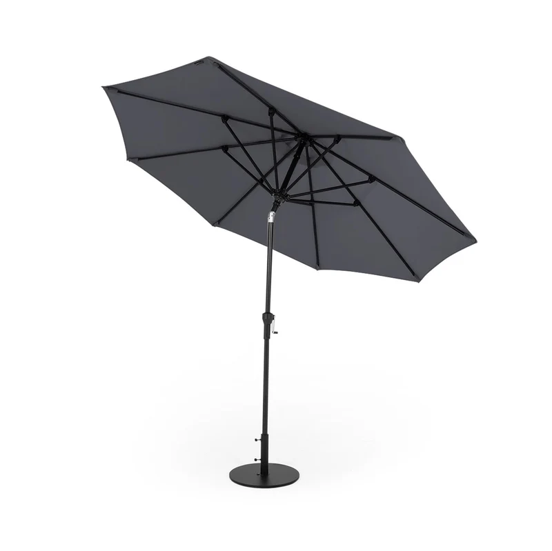 Parasol de marché Deluxe avec mât noir mat - 9 pi (2,7 m)