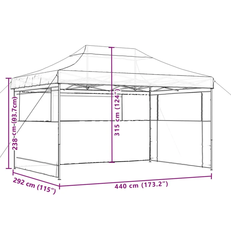 Partytent 440 X 292 X 315 Cm Met Blauwe Frame