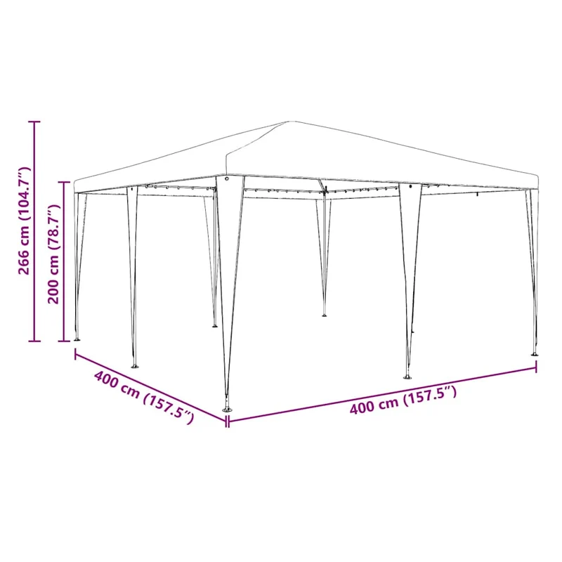 Partytent 400 X 400 X 266 Cm Polyethyleen En Staal