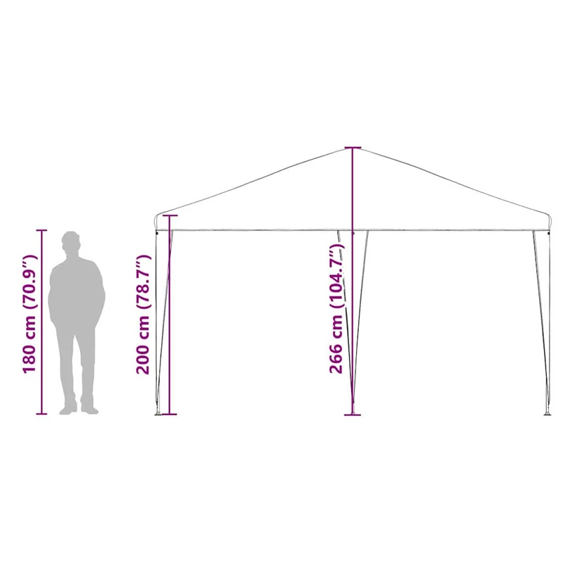Partytent 400 X 400 X 266 Cm Polyethyleen En Staal