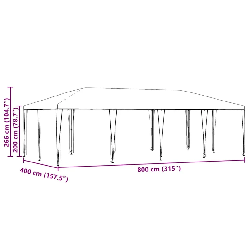 Partytent Antraciet 800 X 400 X 266 Cm Polyethyleen En Staal