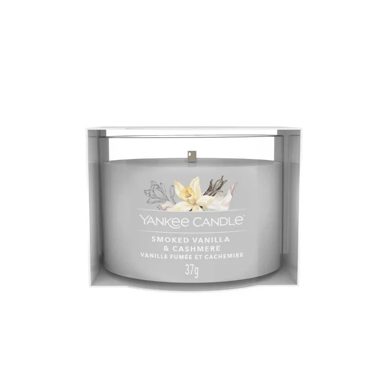 CANDELA VOTIVE IN VETRO SINGOLA SMOKED VANILLA & CASHMERE