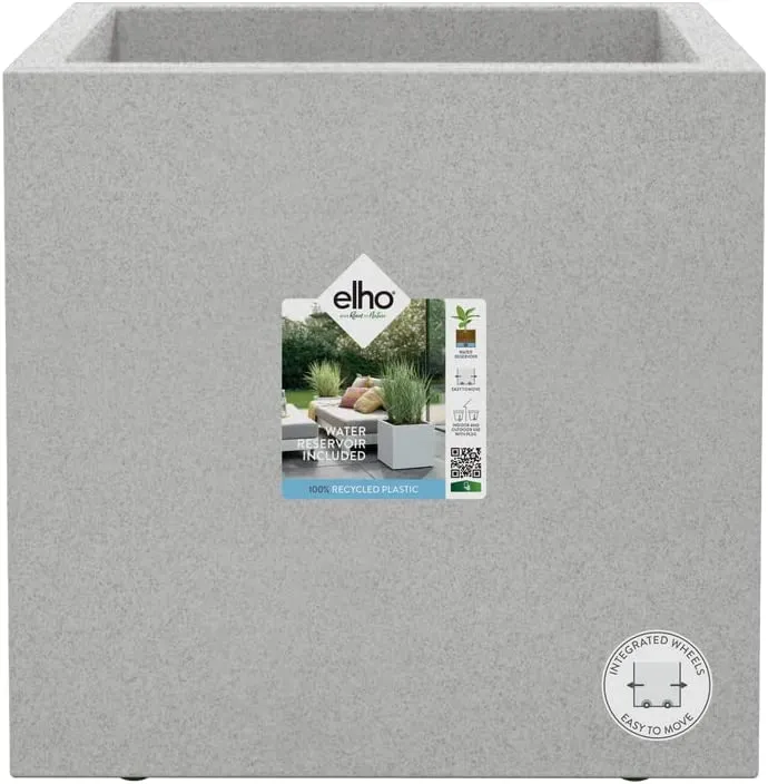 VASO VIVO NEXT SQUARE 40CM LIVING CONCRETE GRIGIO CHIARO
