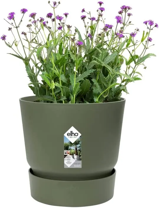 VASO GREENVILLE ROUND 18CM LEAF GREEN