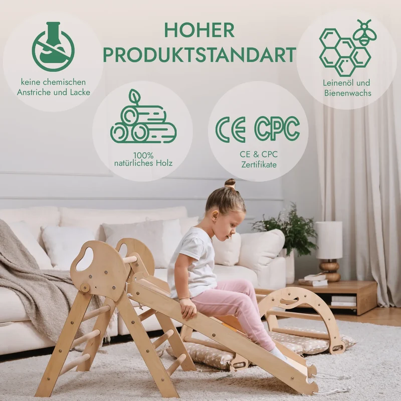 Montessori 4 In 1 Climbing Triangle For Toddlers 1 To 3 Years Pikler Triangle Climbing Arc Slide Board And Cushion