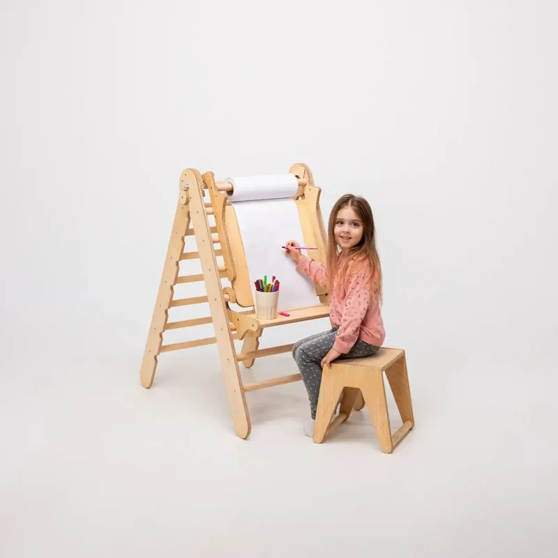 Kids Multifunctional Adjustable Easel Desk With Chair For Indoor Art And Learning Playroom
