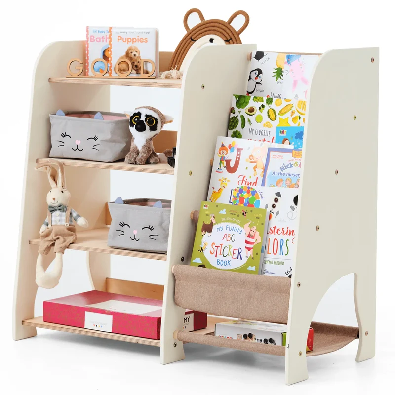2 in 1 Montessori Book and Toy Shelf for Kids Fosters Independence and Organization